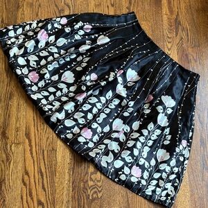 Dress Barn Black A-Line Satin Skirt with Pink & White Floral Print 12